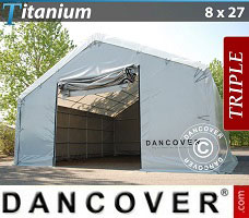 Garagenzelt Titanium 8x27x3x5m, Weiß / Grau
