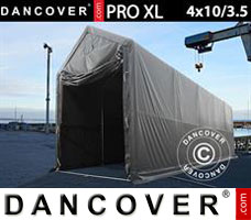 Garagenzelt PRO XL 4x10x3,5x4,59m, PVC, Grau